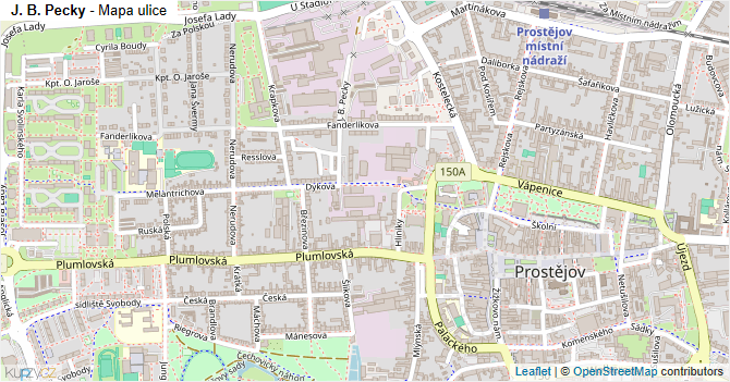J. B. Pecky - mapa ulice