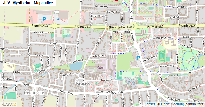 J. V. Myslbeka - mapa ulice