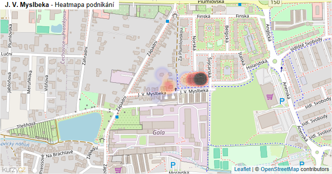 J. V. Myslbeka - mapa podnikání