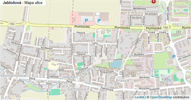 Jabloňová - mapa ulice