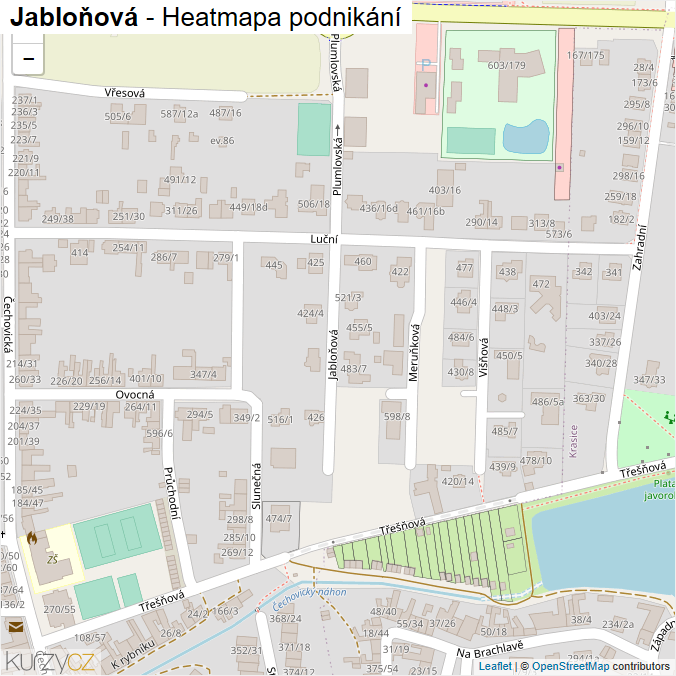 Mapa Jabloňová - Firmy v ulici.