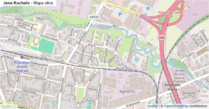 Jana Kuchaře - mapa ulice