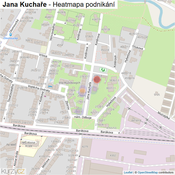 Mapa Jana Kuchaře - Firmy v ulici.