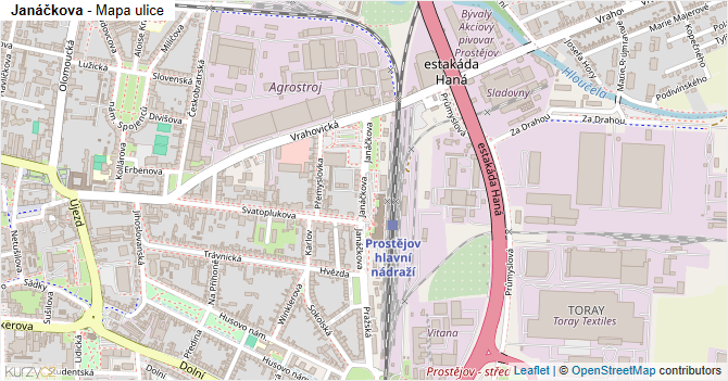 Janáčkova - mapa ulice