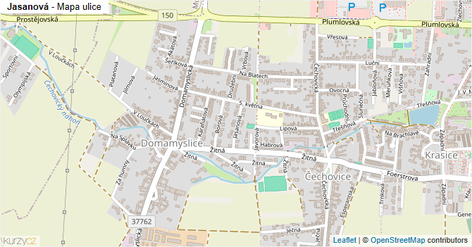 Jasanová - mapa ulice