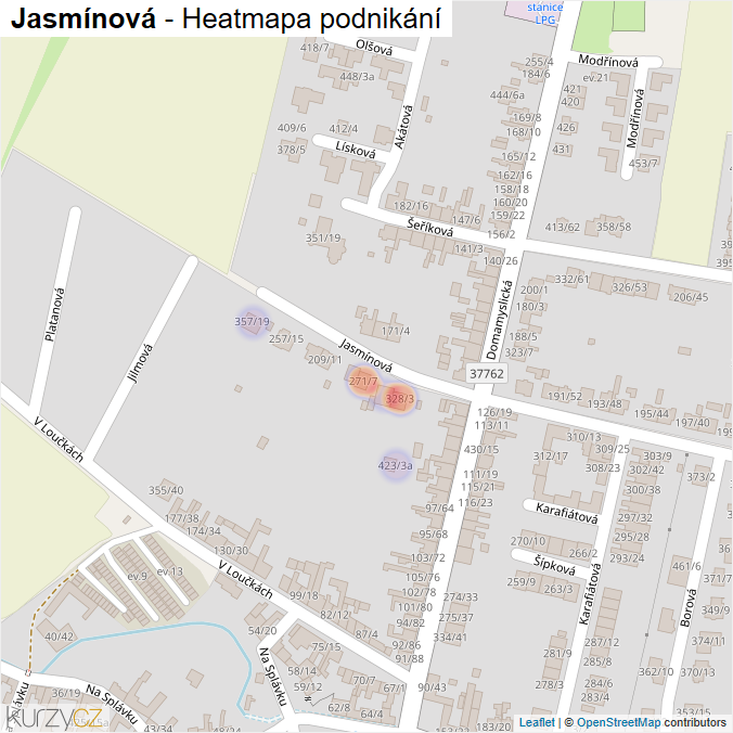 Mapa Jasmínová - Firmy v ulici.