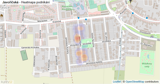 Javoříčská - mapa podnikání