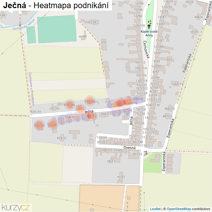 Mapa Ječná - Firmy v ulici.