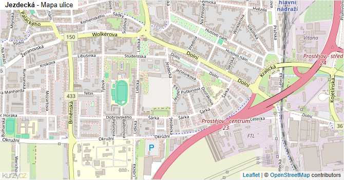Jezdecká - mapa ulice