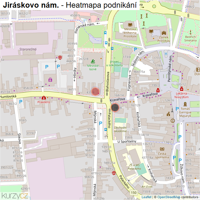Mapa Jiráskovo nám. - Firmy v ulici.