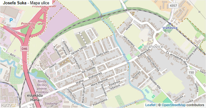 Josefa Suka - mapa ulice