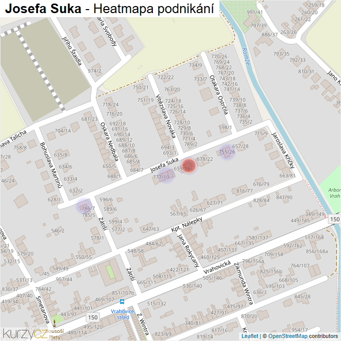 Mapa Josefa Suka - Firmy v ulici.