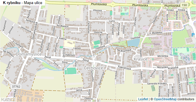 K rybníku - mapa ulice
