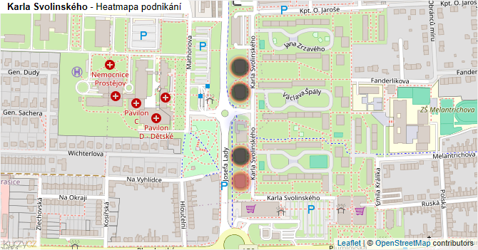 Karla Svolinského - mapa podnikání