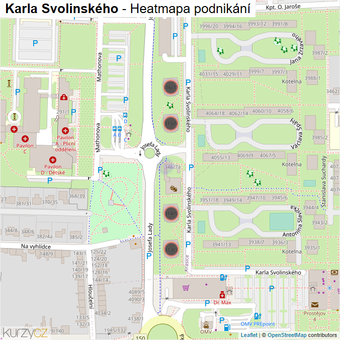 Mapa Karla Svolinského - Firmy v ulici.