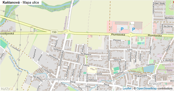 Kaštanová - mapa ulice