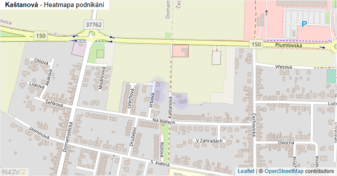 Kaštanová - mapa podnikání