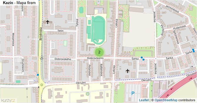 Kazín - mapa firem