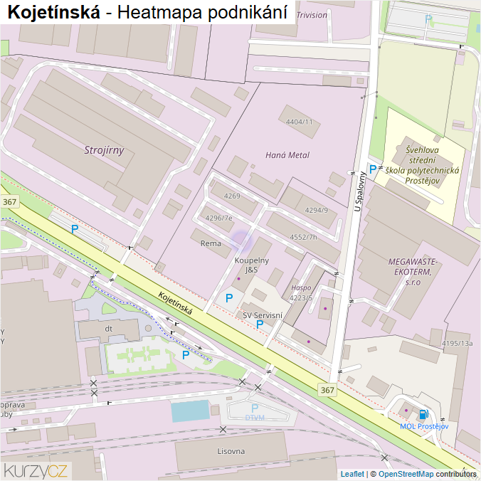 Mapa Kojetínská - Firmy v ulici.