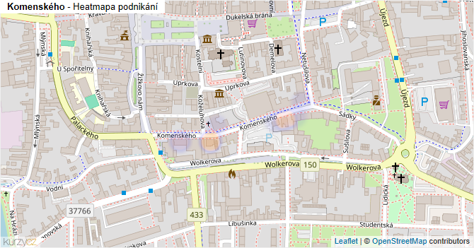 Komenského - mapa podnikání