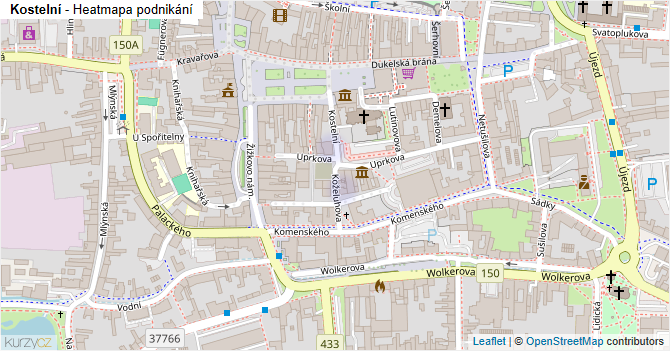 Kostelní - mapa podnikání