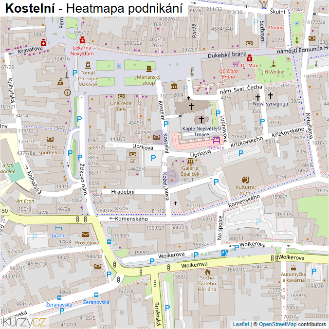 Mapa Kostelní - Firmy v ulici.