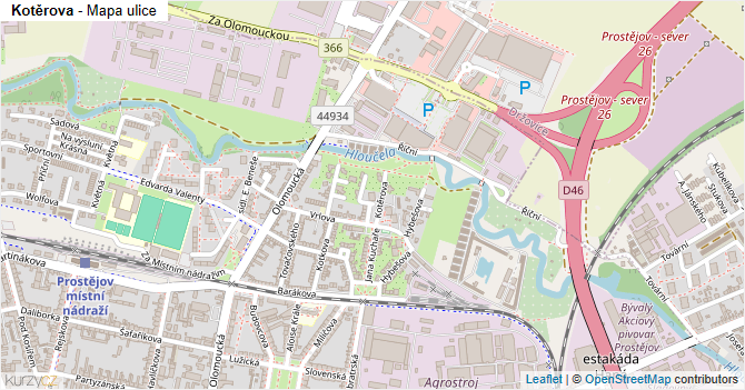 Kotěrova - mapa ulice