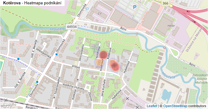 Kotěrova - mapa podnikání