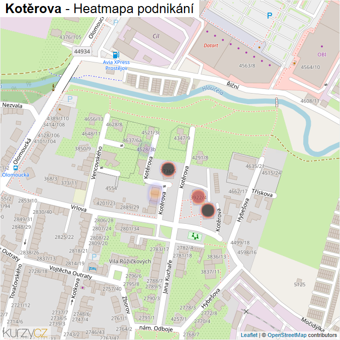 Mapa Kotěrova - Firmy v ulici.