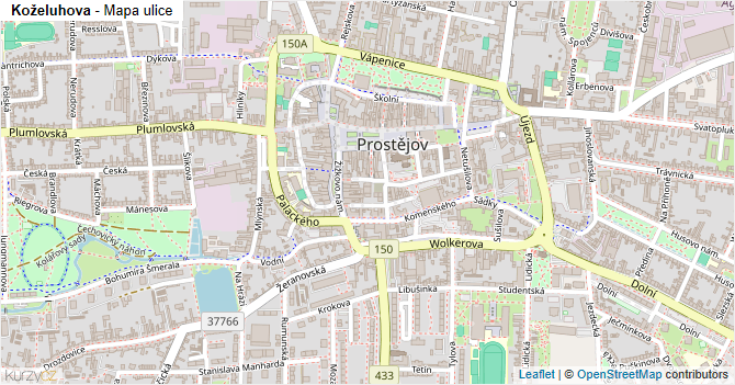 Koželuhova - mapa ulice