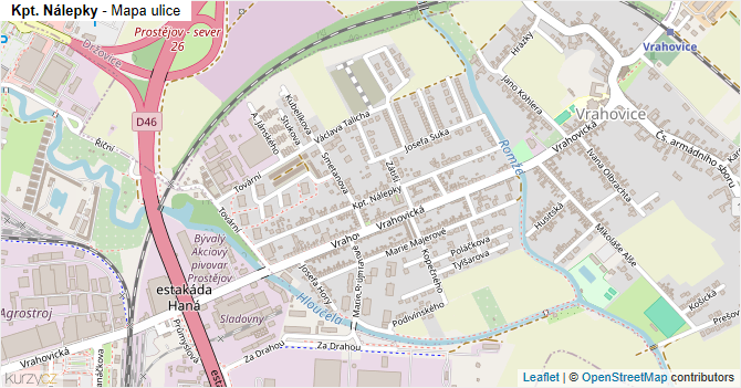 Kpt. Nálepky - mapa ulice