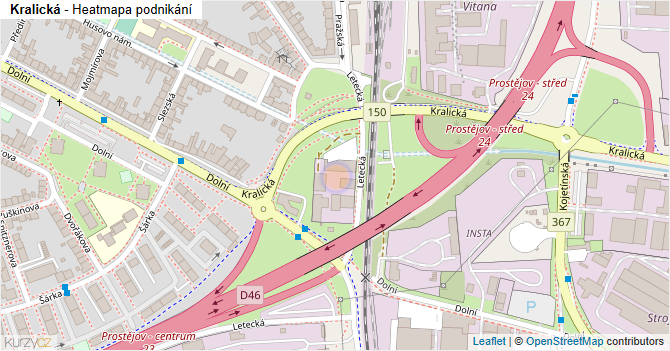 Kralická - mapa podnikání