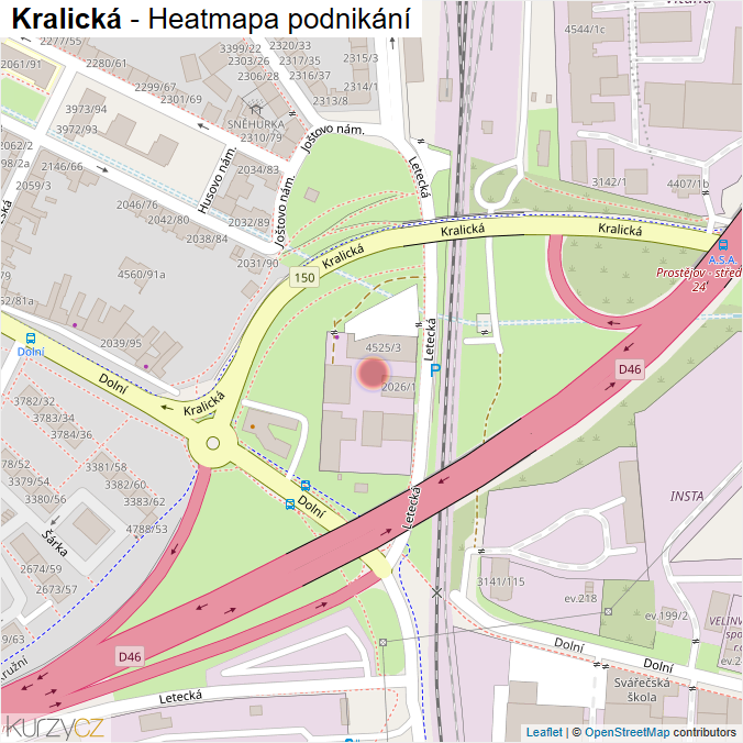 Mapa Kralická - Firmy v ulici.