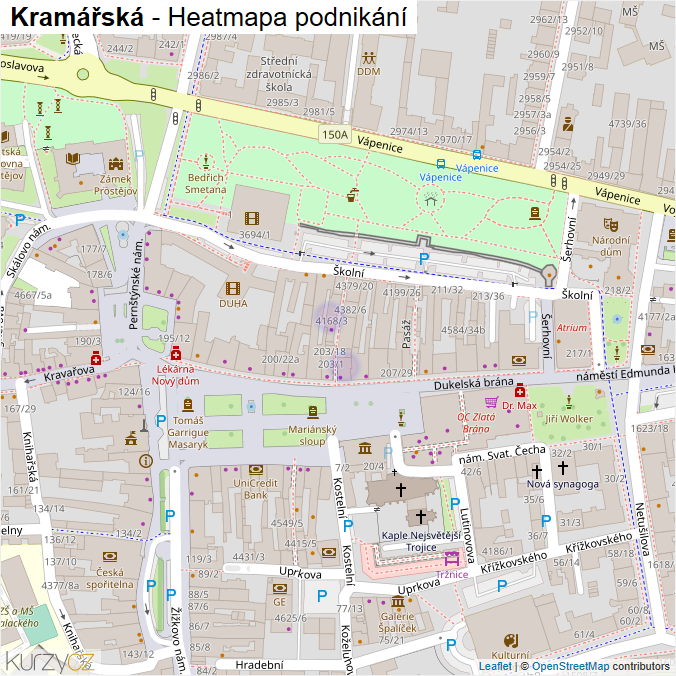 Mapa Kramářská - Firmy v ulici.