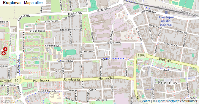 Krapkova - mapa ulice