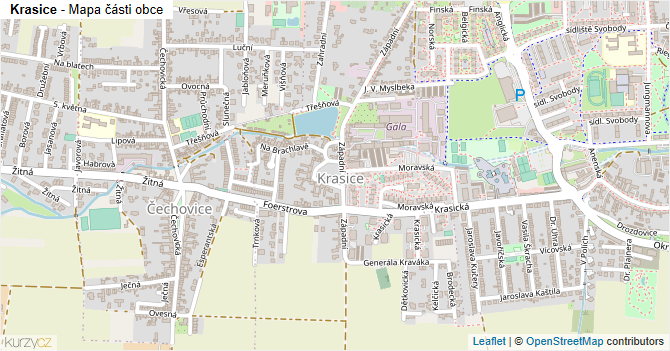 Krasice - mapa části obce