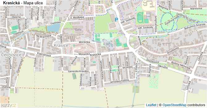 Krasická - mapa ulice