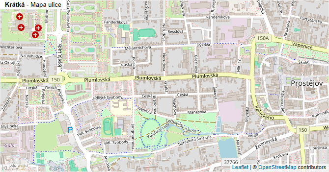 Krátká - mapa ulice