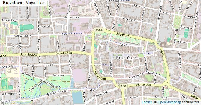 Kravařova - mapa ulice