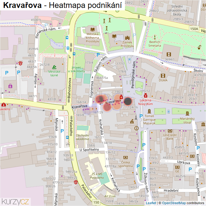 Mapa Kravařova - Firmy v ulici.