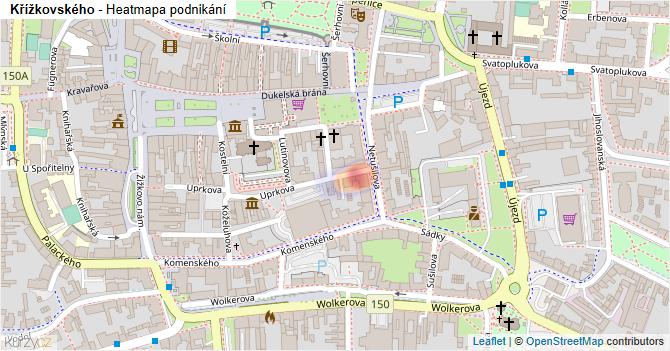 Křížkovského - mapa podnikání
