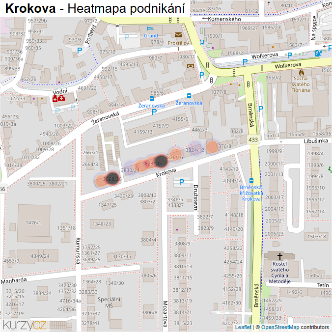 Mapa Krokova - Firmy v ulici.
