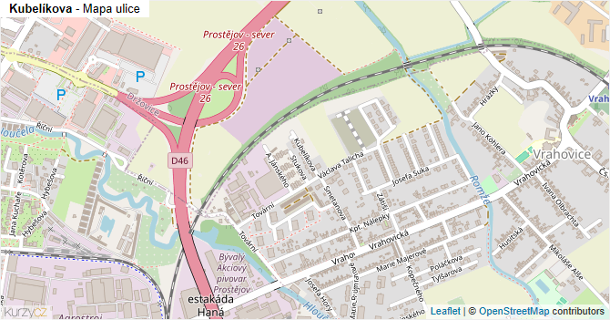 Kubelíkova - mapa ulice