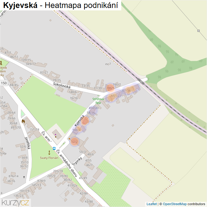 Mapa Kyjevská - Firmy v ulici.