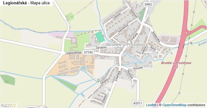 Legionářská - mapa ulice