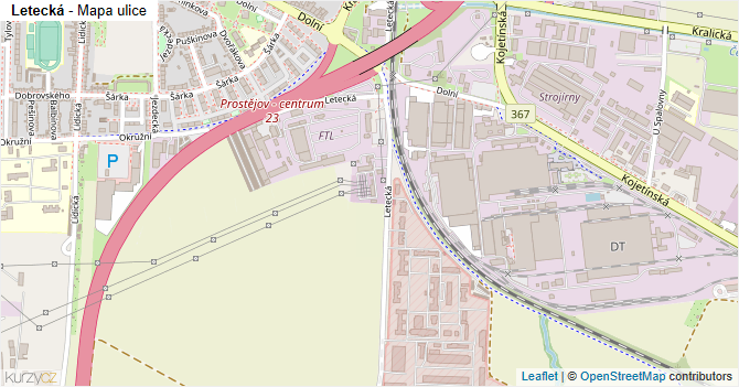 Letecká - mapa ulice