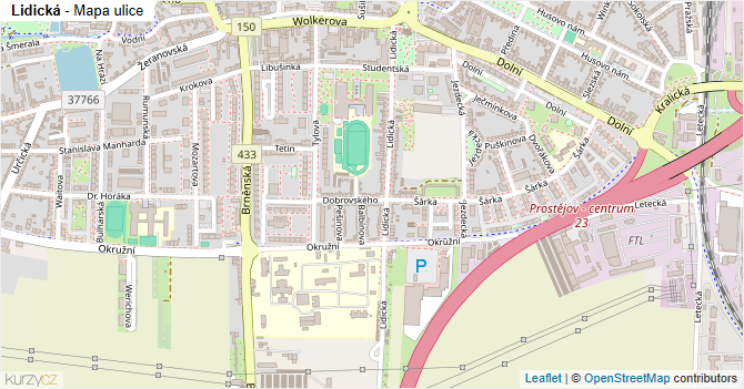 Lidická - mapa ulice