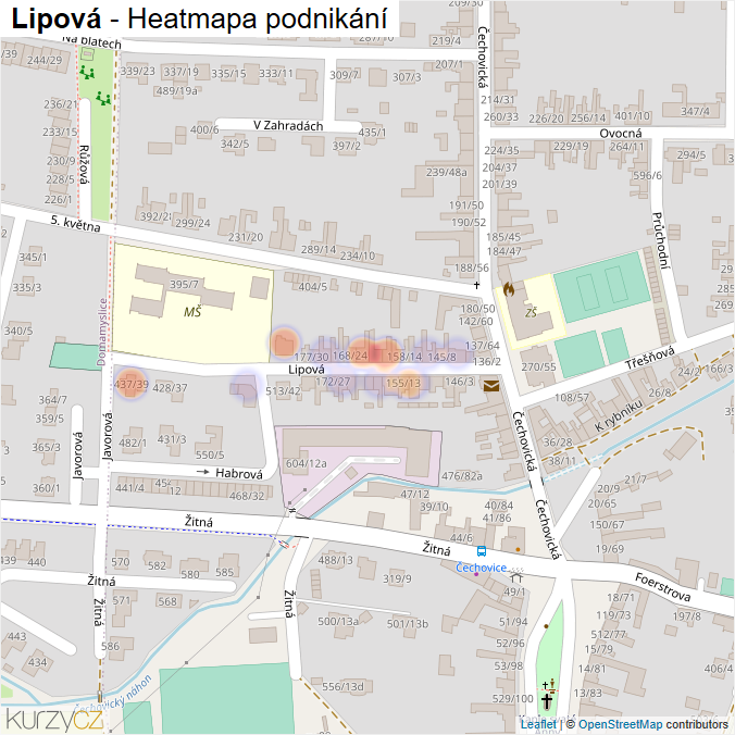 Mapa Lipová - Firmy v ulici.