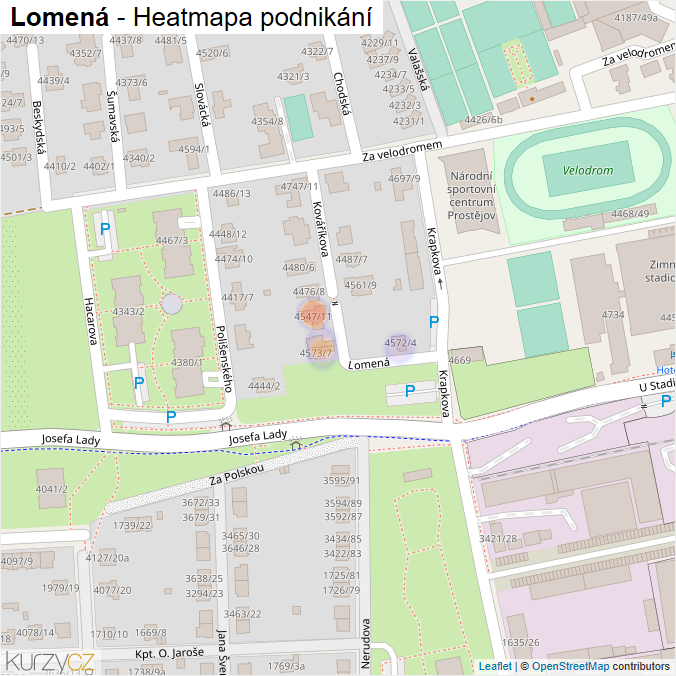 Mapa Lomená - Firmy v ulici.