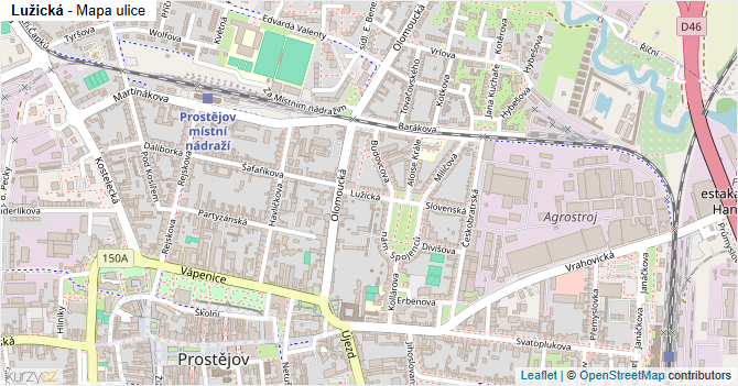 Lužická - mapa ulice